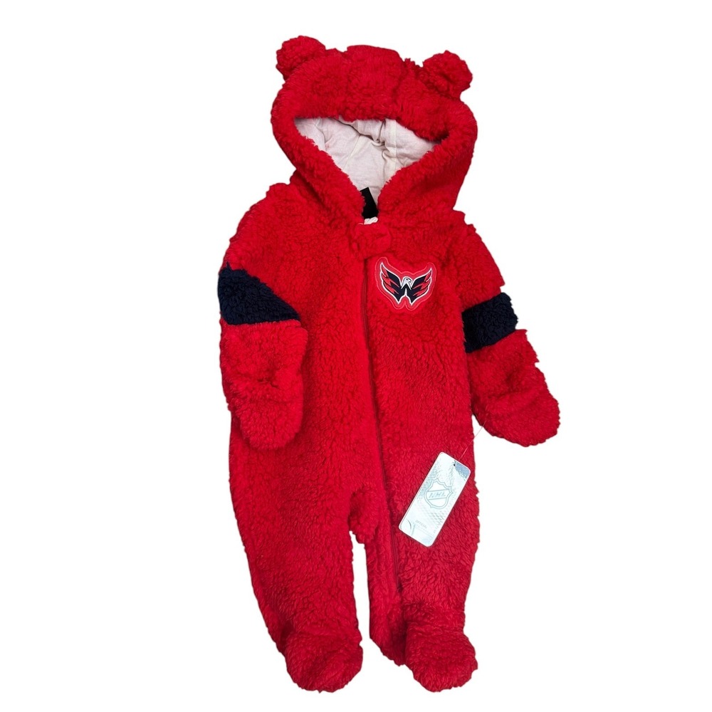 NHL Washington Capitals Infant Red Sherpa Fleece Bunting Pram Suit 18M NWT